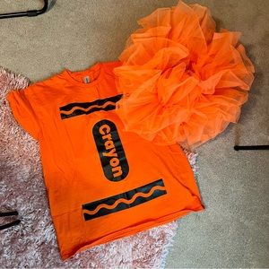 Orange Crayon T shirt and tutu Group Team Teacher Halloween Costume size L